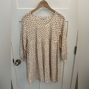 LOFT Floral Cream and Brown Tunic Dress